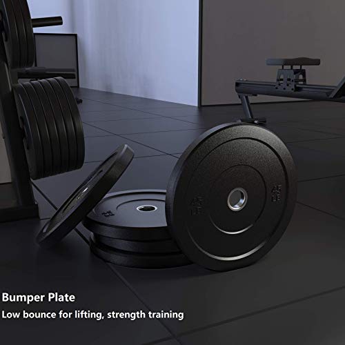 Bumper Plates 2-Inch Olympic Weight Plates for Strength Training, Weightlifting, Hard Virgin Rubber Plates 45LB Pair Set, Durable Home Gym Weights Plate Two Year Warranty