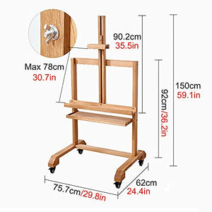 HYDT Wooden Floorstanding TV Stand Easel with Storage Shelf