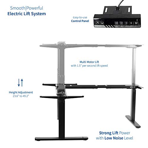 VIVO Black Electric Motor Height Adjustable Corner 3 Leg Standing Desk Frame, Frame Only, Sit Stand Ergonomic L Frame, DESK-V130EB