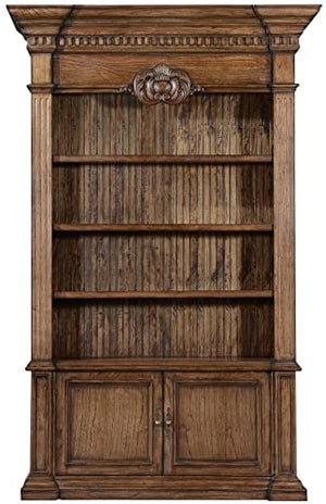 EuroLux Home Belize Rustic Pecan Solid Wood 2-Door Bookcase with 3 Adjustable Shelves