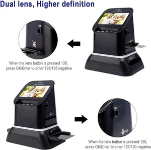HDCCDM Film Slide Scanner, 120 High Resolution, 4.3-inch LCD Screen, Convert 35mm, 135, 126, 127 Negatives & Slides to Digital JPEG