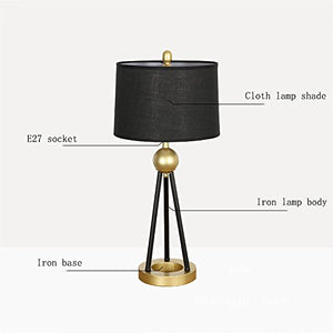 VejiA Modern Iron Desk Lamp with Cloth Shade and Golden Triangle Base