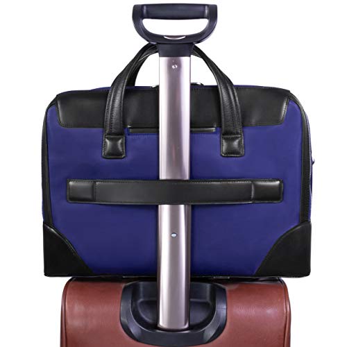 McKlein, N Series, Harpswell, Nano Tech-Light Nylon with Leather Trim, 17" Nylon Dual Compartment Laptop Briefcase, Navy (18567)
