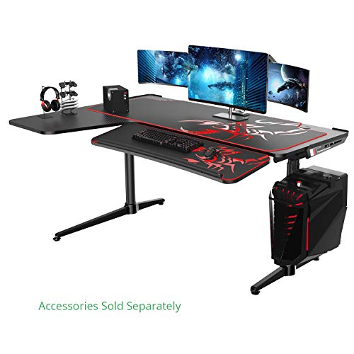 Eureka Ergonomic L60 Gaming Desk - PC Gaming Desk, L Shaped Computer Gaming Desk, 60" X 43" Desktop,Black