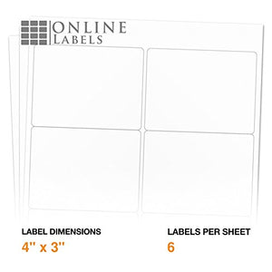 4 x 3 Rectangle Mailing Labels - Permanent, White Matte - Shipping, Wine, Product Labels - Pack of 30,000 Labels, 5,000 Sheets - Inkjet/Laser Printers - Online Labels