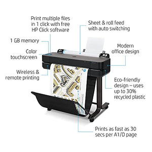 HP DesignJet T630 Large Format Wireless Plotter Printer - 24", with Modern Office Design (5HB09A)