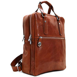 Floto Firenze Top Handle Leather Backpack with Laptop Storage (Olive (Honey) Brown)