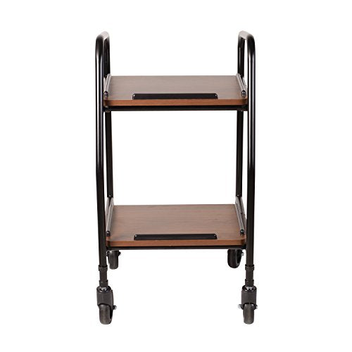 DMI Adjustable Height Rolling Utility Serving Tray Portable Table Food Cart Trolley, 2 Level Trays, 4 Wheels, Black and Silver