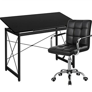 Drafting Table Artist Drawing Craft Desk Table for Home w/Mid-Back Office Chair