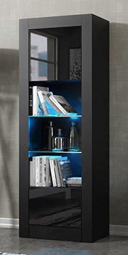 Meble Furniture & Rugs Milano Bookcase Matte Body & High Gloss Fronts (Black)
