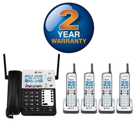 AT&T SB67118 / SB67138 SynJ 4-Line Extendable Range Corded-Cordless + (3) SB67108 Cordless Handsets