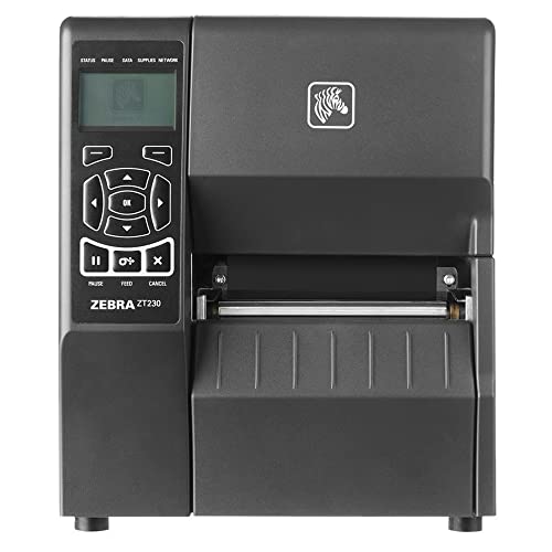 Zebra ZT230 Thermal Transfer and Direct Thermal Industrial Monochrome Black and White Barcode Label Printer, Black - LCD, 203 dpi, 6 ips, 4.0" Print Width, Serial and USB Ports - BROAG External Webcam