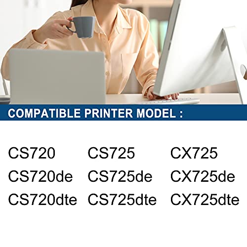 3 Pack(C/M/Y) 74C10C0 74C10M0 74C10Y0 Toner Cartridge Replacement for Lexmark CS720 CS720dte CS725 CS725dte CS725de CX725 CS720de CX725de CX725dte Printer Toner.
