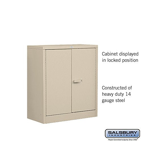 Salsbury Industries Counter Height Heavy Duty Storage Cabinet, Unassembled, Tan