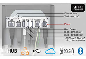 Star Micronics mC-Print3 3-inch Ethernet (LAN) / USB / Lightning Thermal POS Printer with CloudPRNT, Peripheral Hub, Cutter, and External Power Supply - Black