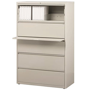 Hirsh HL8000 Series 36" 5 Drawer Lateral File Cabinet in Light Gray