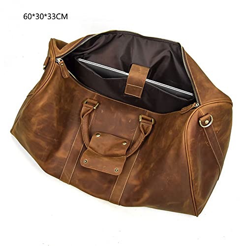 GYZCZX European and American Fashion Large Bags Large Capacity Men's Handbags Travel Bags Retro Luggage Satchels (Color : A, Size : 60 * 30 * 33cm)