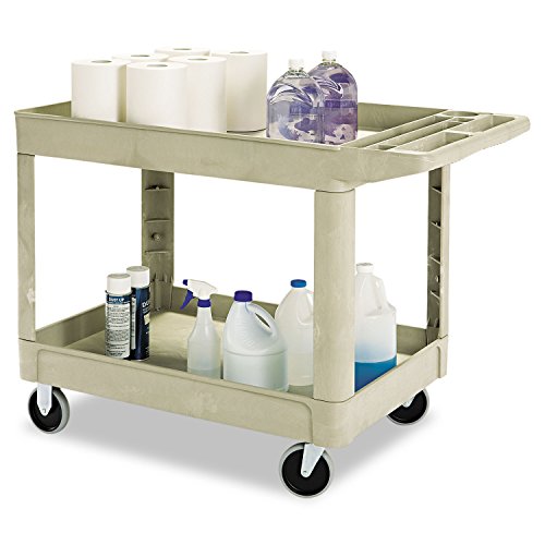 Rubbermaid Commercial Heavy-Duty Utility Cart, Two-Shelf, Beige