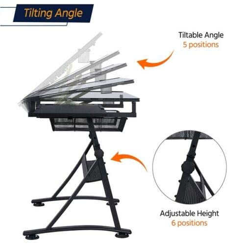 Drawing Table Adjustable Folding, Designer Architect, Drafting Table Art & Craft Drawing Comfortable Work Space Workstation Home, Office, Studio, or School