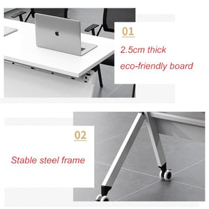 NaLoRa Flip Top Mobile Training Table with Modesty, Storage, Lockable Wheels - Modern Rectangular Seminar Desk, Folding Boardroom Table (Color: A, Size: 120 * 50 * 75cm)