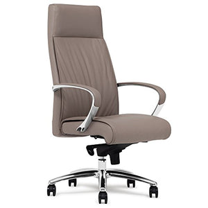 Forbes Genuine Leather Aluminum Base High Back Executive Chair - Light Grey