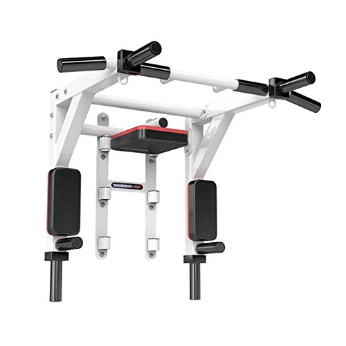 ZXNRTU Wall Mounted Pull-Up Bar Multi-Grip Chin-Up Bar Dip Stand Power Tower Set for Home Gym Strength Training Equipment (Color : White)