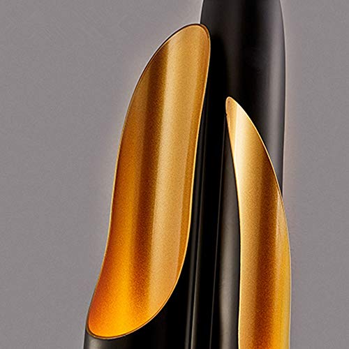 Wapipey 3-Lights Nordic Luxurious LED Iron Table Lamp Fashion Luxury Black Inner Gold Oblique Taper Tube Desk Light Living Room Study Bedroom Reading Lamp G9