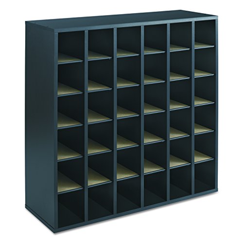 Safco Products Wood Mail Sorter 7766GR, Black, Oversized Envelopes, 36 Compartments, Laminate Finish
