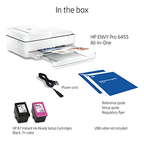 HP ENVY Pro 6455 Wireless All-in-One Printer, Mobile Print, Scan & Copy, Auto Document Feeder, Works with Alexa (5SE45A)