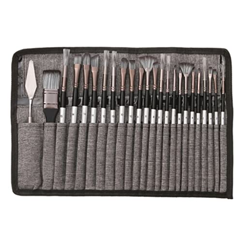 NIZYH 24pcs/set Nylon Hair Wooden Handle Watercolor Paint Brush Pen Scrubbing Scraper Acrylic Painting Art Paint Brushes Supplies