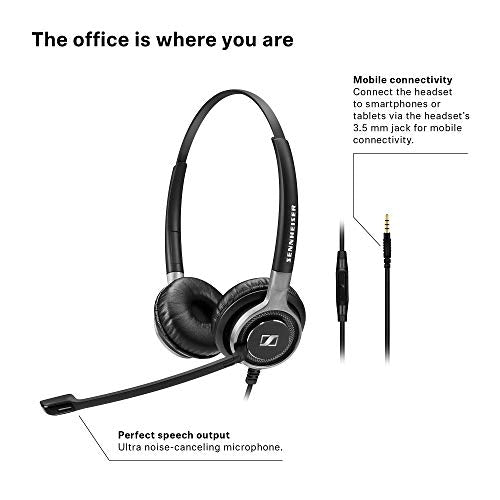 Sennheiser SC 665 (507256) - Double-Sided Business Headset | For Mobile Phone and Tablet Connection | with HD Sound & Ultra Noise-Cancelling Microphone (Black)