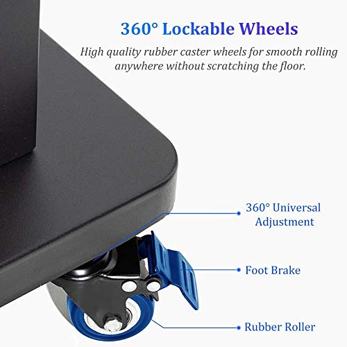 YokIma Portable Mobile TV Cart with Wheels, Height Adjustable Stand for 32-75 Inch LCD LED TV Screens