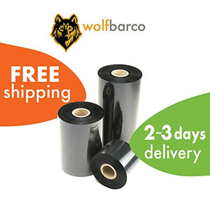 48 Rolls (Full Case) Wolfbarco Thermal Transfer Ribbon 3.27" x 1476' (83mm x 450m) Standard Black Resin-Enhanced Wax for Zebra GK420D SM4 ZT410 Tec Datamax Intermec Citizen Printer, Core Size 1", CSO