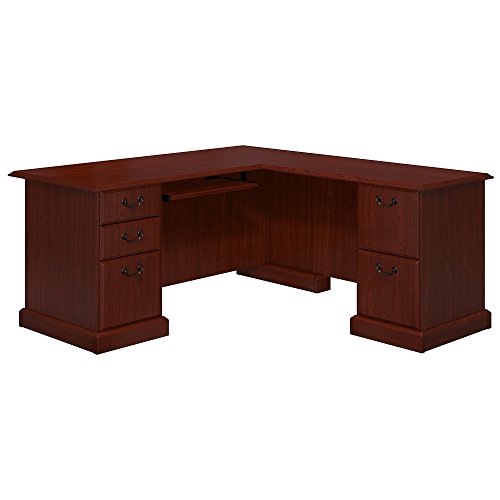 kathy ireland Home by Bush Furniture Bennington L-Desk in Harvest Cherry