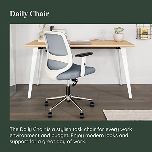 Branch Daily Chair - Sustainable Mesh Office Chair with Swivel, Lumbar Rest, Adjustable Armrests - Slate-White
