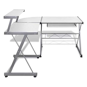 Gaming Desk Corner Desk Modern L-Shaped Desk Computer Office Desk Workstation for Home Office Small Space,with Pull Out Keyboard Tray (White)