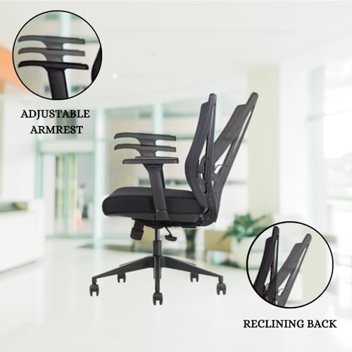 GM Seating Bitchair Ergonomic Mesh Conference Room Chair Pack of 6 - Adjustable Lumbar Support & Arms, Seat Depth Adjustable - Black