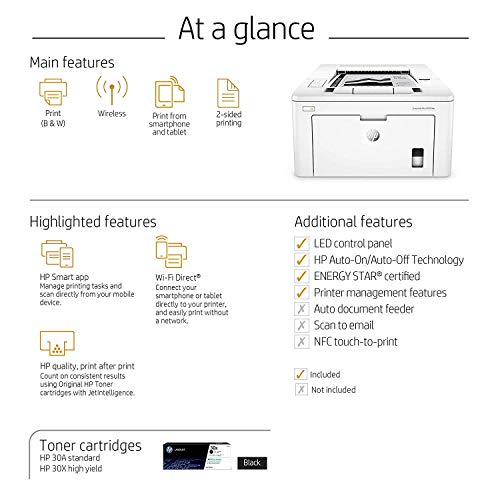 HP LaserJet Pro M203dw Wireless Laser Printer, Works with Alexa (G3Q47A). Replaces HP M201dw Laser Printer