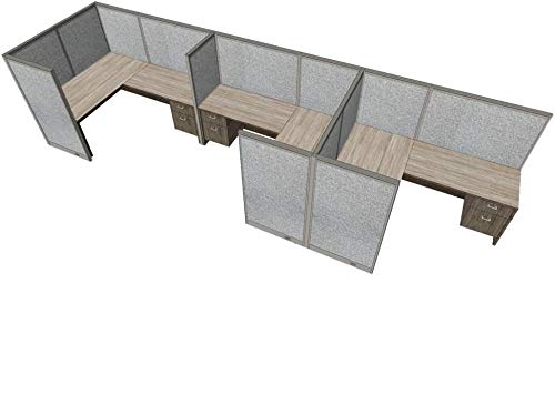 G GOF 3 Person Separate Workstation Cubicle (5.5'D x 19.5'W x 4'H) - Office Partition, Room Divider