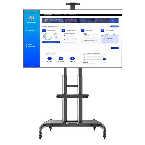 YokIma Mobile TV Stand Cart for 32-75 Inch/ 55-80 Inch Screen, Universal TV Stand with Wheels and Tray, Adjustable and Durable TV Floor Stand
