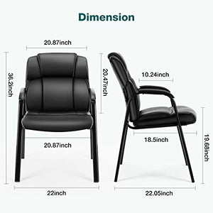 Sweetcrispy Leather Guest Chairs with Padded Arms, Black, 4 Pack
