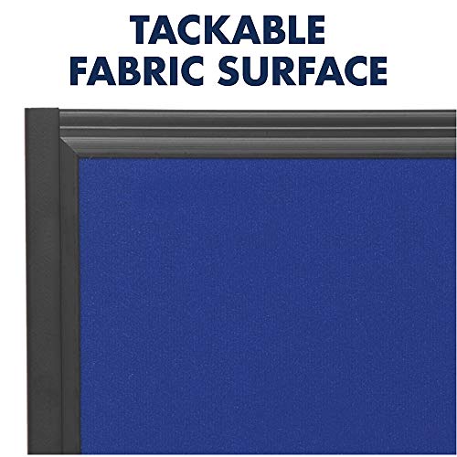 Quartet Fabric Bulletin Board Display Panel System, 6' x 3', Double-sided, Blue/Gray Surface, Black Frame, Exhibition, Show-It! (SB93513Q)