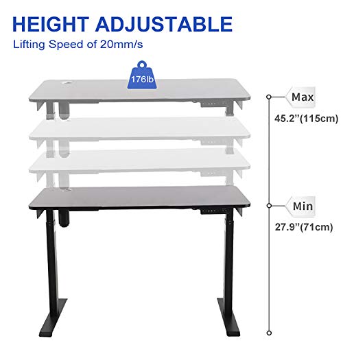 Amposei Electric Standing Desk Height Adjustable Sit Stand Desk, 48 x 24 Inches Stand Up Home Office Workstation Computer Tabletop with 4 Memory Buttons - White