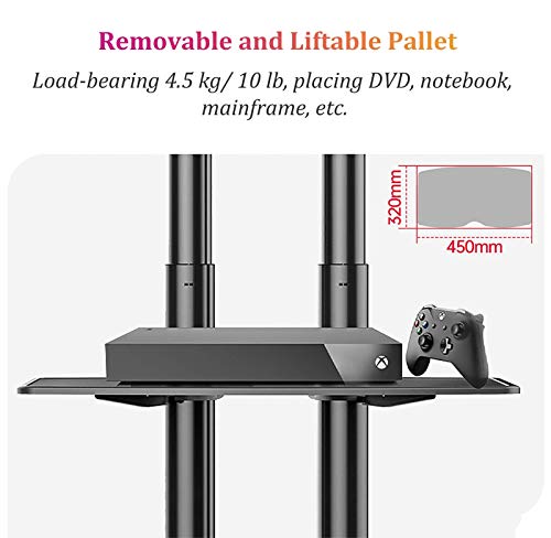 YokIma Universal Flat Screen TV Stand Cart - Heavy Duty Rolling TV Cart for 32-65 Inch Screens
