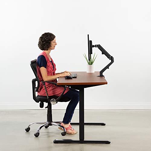 VIVO Electric Height Adjustable 60 x 24 inch Memory Stand Up Desk, Dark Walnut Solid One-Piece Table Top, Black Frame, Standing Workstation with Preset Controller, DESK-KIT-1B6D