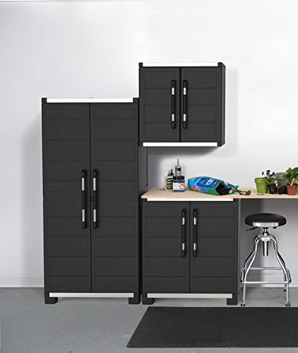 Keter XL Pro Freestanding Durable Resin Plastic Utility Tall Cabinet with Adjustable Shelving, Black
