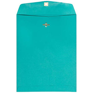 JAM PAPER 9 x 12 Colored Envelopes with Clasp Closure - Sea Blue Recycled - Bulk 500/Box