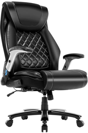 Seevoo Big and Tall Office Chair 400LBS High Back Executive Computer Chair - Adjustable Lumbar Support, Flip-Up Arms, Black