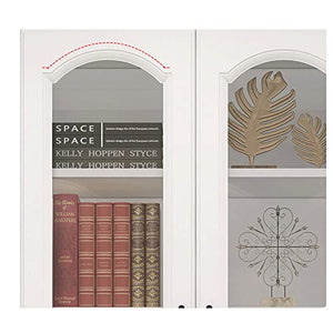 GLigeT Glass Door Bookshelf Storage Locker White Floor Rack Bookcase