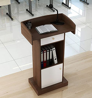 CAMBOS Lectern Podium Stand - Large Brown Retro Presentation Stand